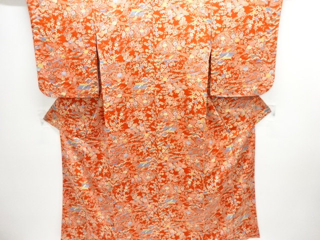 JAPANESE KIMONO / KOMON / CHIRIMEN / FLORAL PLANTS